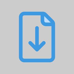 Download file icon in blue style, use for website mobile app presentation