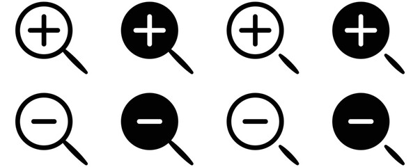 magnifier glass with mark icon set simple. style sign symbol, vector illustration