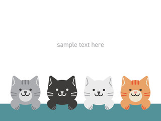 4匹の猫のイラスト　背景素材
