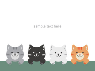 4匹の猫のイラスト　背景素材