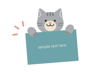 メッセージカードを持った猫のイラスト