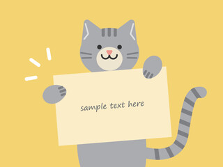 メッセージカードを持った猫のイラスト