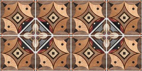 seamless colorful pattern art design wood texture wall tiles for decor.