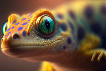 An extremely sharp and detailed portrait of gecko macro. Generative AI. Detailed gecko. Gecko macro. - obrazy, fototapety, plakaty