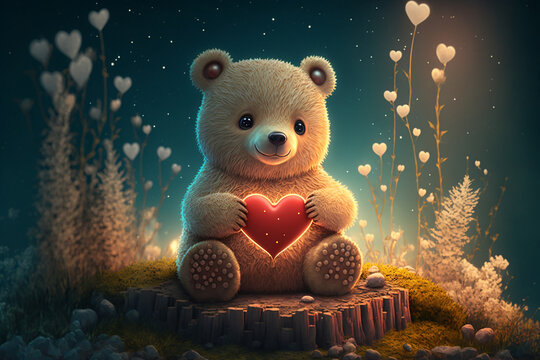 teddy bears with hearts wallpaper