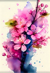 Cherry Blossom flower watercolor background