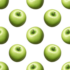 Juicy green apples pattern. Seamless background fruit texture.