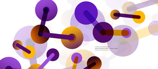 Abstract background. Round dots connected by lines. Trendy techno business template for wallpaper, banner, background or landing