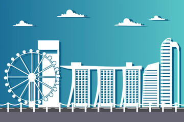 Naklejka premium Pappercut city design vector template