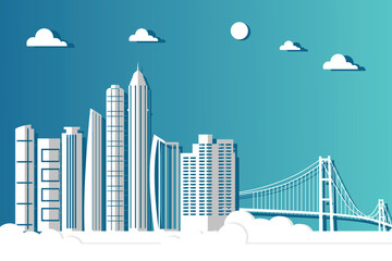Fototapeta premium Pappercut city design vector template