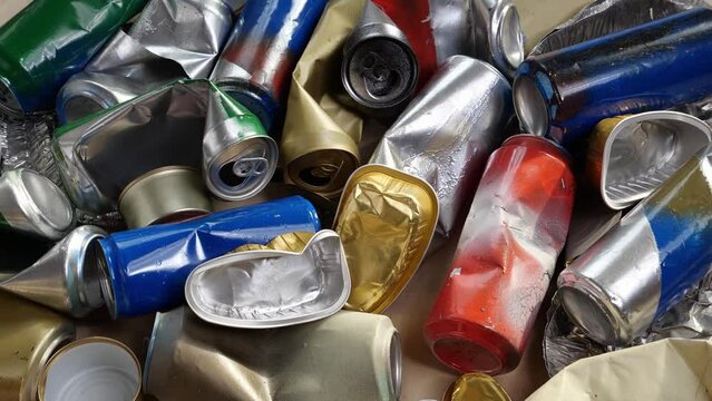 Aluminum cans recycle. Empty beverage and food cans