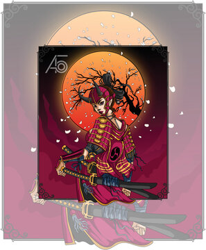 Samurai girl illustration