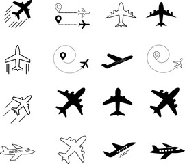air plane vector icon set illustration on white background..eps