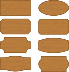 木目のある茶色い木のフレーム素材セット　ベクターイラスト