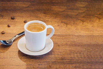 hot espreso in White Cup.