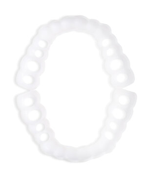 Dental mouth guards on white background, top view. Bite correction