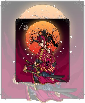 Samurai girl illustration