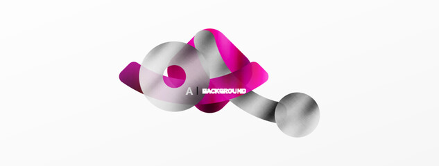 Metallic shiny geometric surfaces, round shapes and circles. Digital web futuristic template for wallpaper, banner, background, card, book Illustration, landing page