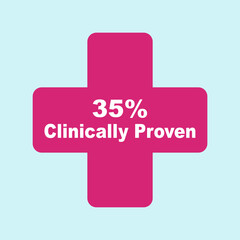 35% percentage clinically proven sign label vector illustration with fantastic looking font and red color