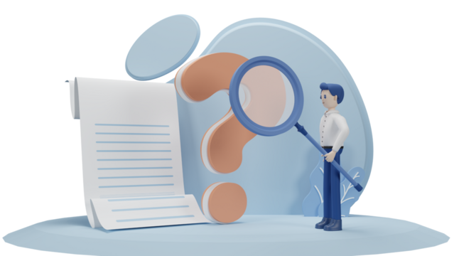 concept illustration of people frequently asked questions around question marks, answer to question metaphor, 3d illustration