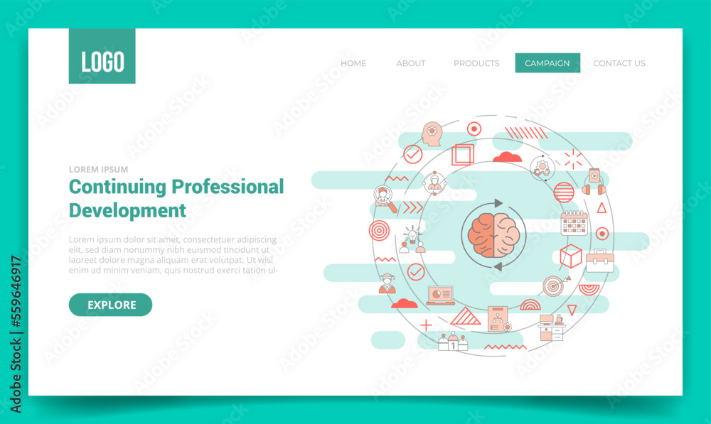 Wall mural cpd continous professional development concept with circle icon for website template or landing page