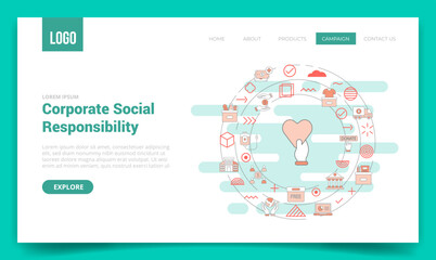 csr corporate social responsibility concept with circle icon for website template or landing page homepage - obrazy, fototapety, plakaty