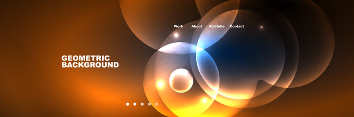 Shiny neon circles and bubbles, dark abstract background with blurred magic neon light, wallpaper design
