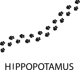 Hippopotamus paw print illustration on white background
