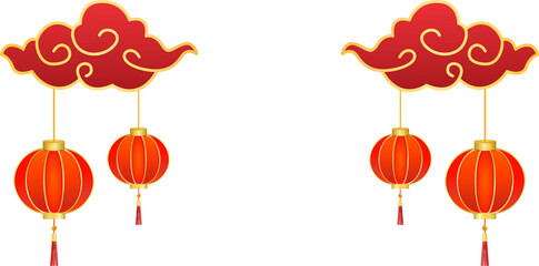 chinese new year lanterns and cloud for lunar background template