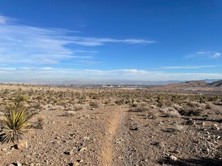 View of Las Vegas Strip in the far distance seen from Red Rock Canyon