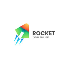 Vector Logo Illustration Rocket Gradient Colorful Style.