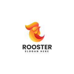 Vector Logo Illustration Rooster Gradient Colorful Style.