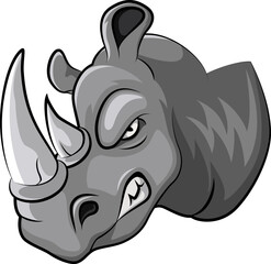 Cartoon angry rhino head mascot © artnovielysa