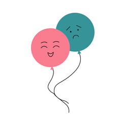 Balloons with faces expressing different emotions. Vector flat illustration