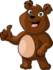 Cute bear cartoon giving thumb up