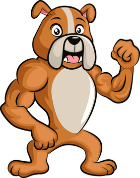 Cute strong dog cartoon character