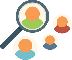 Business people search icon flat vector. Segment market. Customer chart isolated