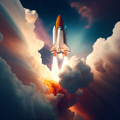 Space shuttle rocket launch.  Generative AI.