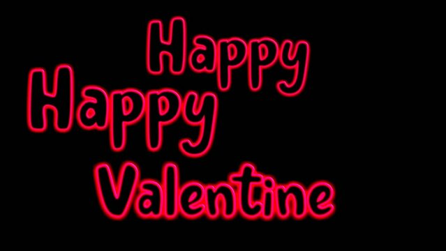 Animation neon light text happy Valentine 4k on black Background for TV promos,screen saver,business marketing,website display,holidays valentine day and various functions.This video is loop able
