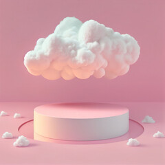 3D Rendering Pink Podium For Product Display. Generative AI.