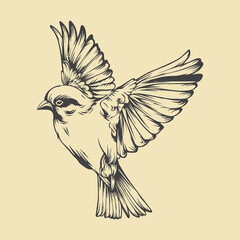 black and white bird vector 