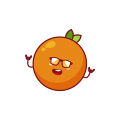 Fotobehang Orange. Cute fruit character vector set isolated on white © hmzstuff