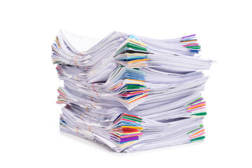 Stack of Documents isolated on white background.