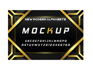 MOCKUP , Sports minimal tech font letter set. Luxury vector typeface for company. Modern gaming fonts logo design