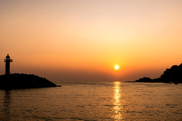 the sun rising in the morning