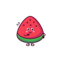 Funny cute happy watermelon characters bundle set. Vector kawaii line cartoon style illustration. Cute watermelon mascot character collection