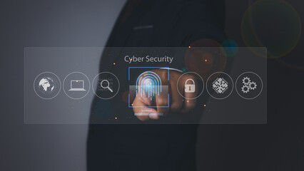 Fingerprint scanner futuristic digital processing of biometric identification.