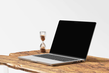 Blank Laptop mockup on the wood 