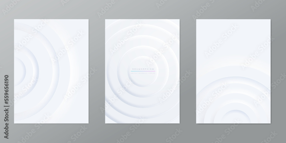 Wall mural abstract white backgrounds with neumorphic circles. round geometric shapes neomorphism style