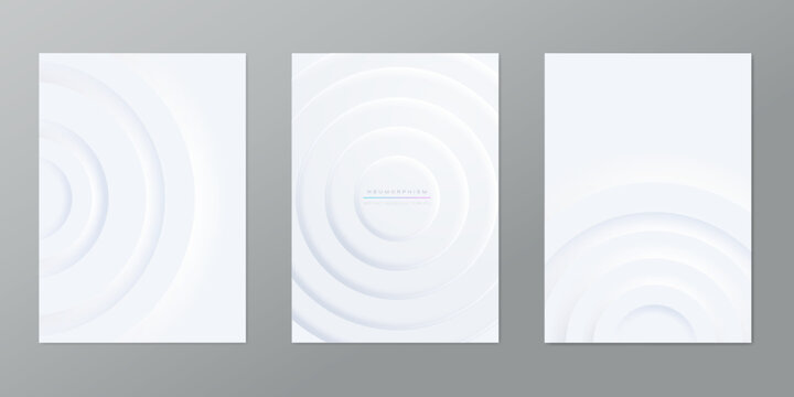 Abstract white backgrounds with Neumorphic Circles. Round geometric shapes neomorphism style